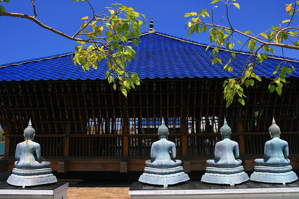Golden Buddhist shrine at Seema Malaka beside Beira Lake in Colombo